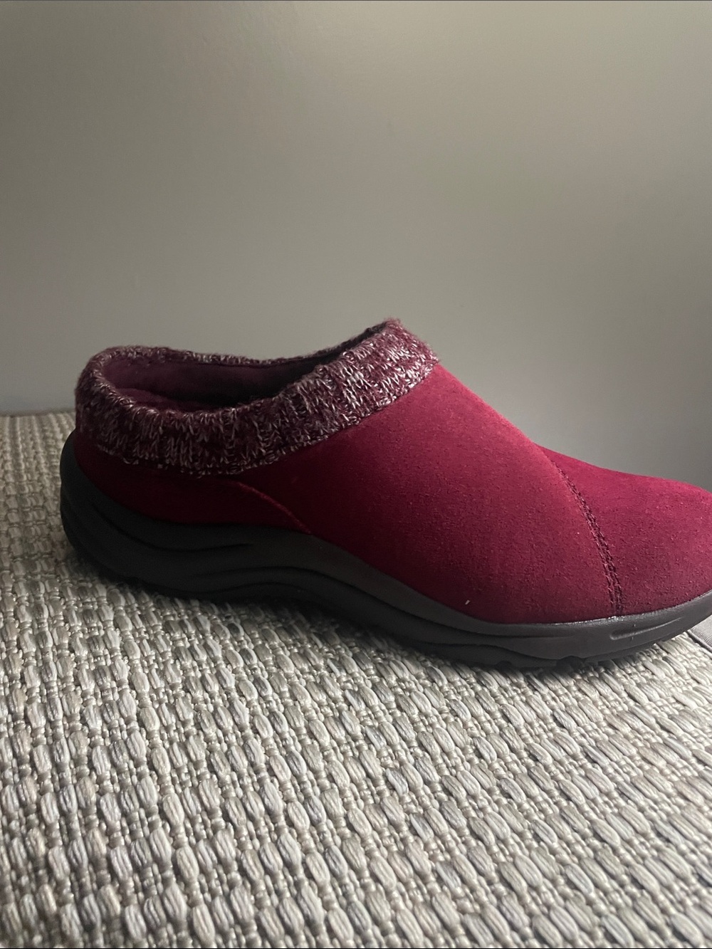 Vionic Burgundy Plush-Collar Slip-On Mule